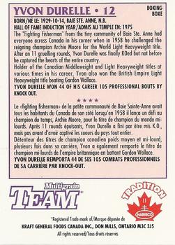 1992 Nabisco Multigrain Team #12 Yvon Durelle Back
