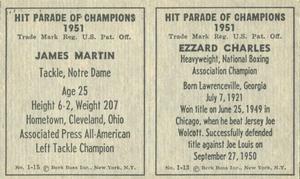 1951 Berk Ross - Berk Ross Panels #1-13 / 1-15 Ezzard Charles / James Martin Back