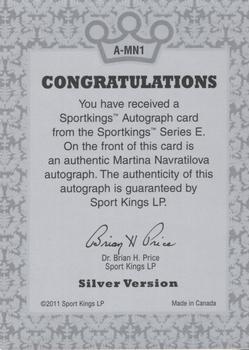 2012 Sportkings Series E - Autographs Silver Version #A-MN1 Martina Navratilova Back
