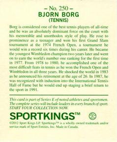 2012 Sportkings Series E - Mini #250 Bjorn Borg Back