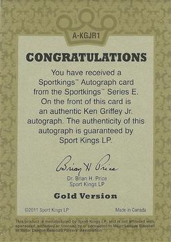 2012 Sportkings Series E - Autographs Gold Version #A-KGJR1 Ken Griffey Jr. Back