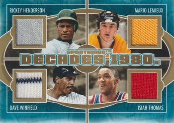 2012 Sportkings Series E - Decades Gold Version #D-04 Rickey Henderson / Mario Lemieux / Dave Winfield / Isiah Thomas Front