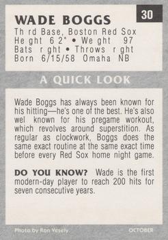 1991 Tuff Stuff Jr. Magazine #30 Wade Boggs Back