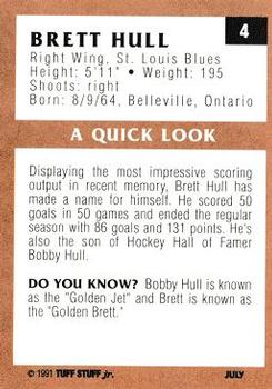 1991 Tuff Stuff Jr. Magazine #4 Brett Hull Back