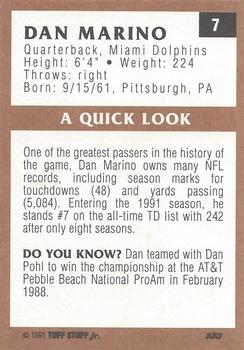1991 Tuff Stuff Jr. Magazine #7 Dan Marino Back