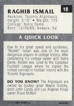 1991 Tuff Stuff Jr. Magazine #18 Rocket Ismail Back