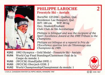 1992 BNA Canadian Winter Olympic Medal Winners #2 Philippe Laroche Back