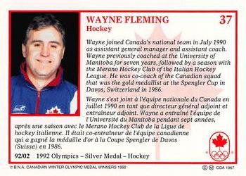 1992 BNA Canadian Winter Olympic Medal Winners #37 Wayne Fleming Back