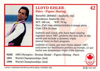 1992 BNA Canadian Winter Olympic Medal Winners #42 Lloyd Eisler Back