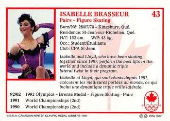 1992 BNA Canadian Winter Olympic Medal Winners #43 Isabelle Brasseur Back