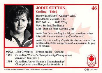 1992 BNA Canadian Winter Olympic Medal Winners #46 Jodie Sutton Back