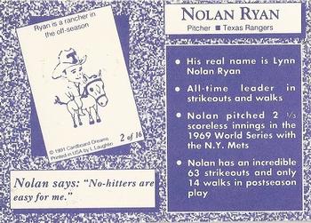 1991 Cardboard Dreams (unlicensed) #2 Nolan Ryan Back