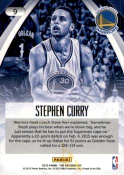 2015 Panini The National VIP #9 Stephen Curry Back