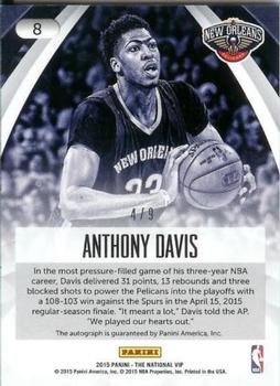 2015 Panini The National VIP - Red Wave #8 Anthony Davis Back