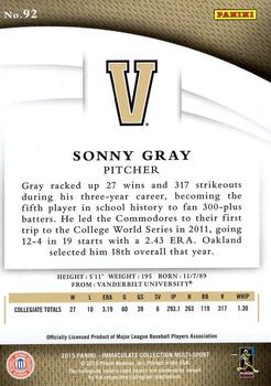 2015 Panini Immaculate Collection Collegiate #92 Sonny Gray Back