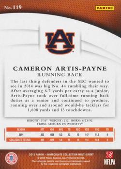 2015 Panini Immaculate Collection Collegiate #119 Cameron Artis-Payne Back