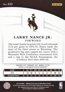 2015 Panini Immaculate Collection Collegiate #153 Larry Nance Jr. Back