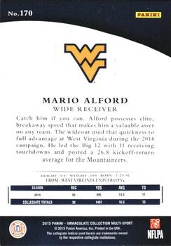 2015 Panini Immaculate Collection Collegiate #170 Mario Alford Back