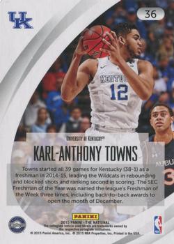 2015 Panini The National - College Variations Thick #36 Karl-Anthony Towns Back