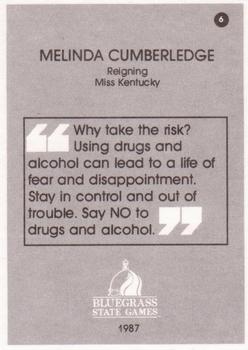 1987 Kentucky Bluegrass State Games #6 Melinda Cumberledge Back