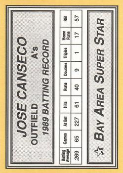 1990 Bay Area Super Star (unlicensed) #NNO Jose Canseco Back
