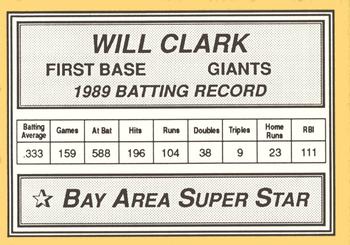 1990 Bay Area Super Star (unlicensed) #NNO Will Clark Back