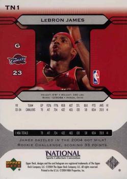 2004 Upper Deck National Convention #TN1 LeBron James Back