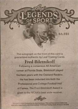 2015 Leaf Legends of Sport #BA-FB1 Fred Biletnikoff Back