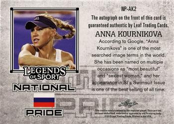 2015 Leaf Legends of Sport - National Pride Autographs - Bronze Foil #NP-AK2 Anna Kournikova Back