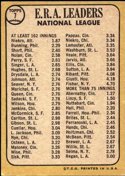 1968 Topps Milton Bradley Win-A-Card #7 National League 1967 ERA Leaders (Phil Niekro / Jim Bunning / Chris Short) Back