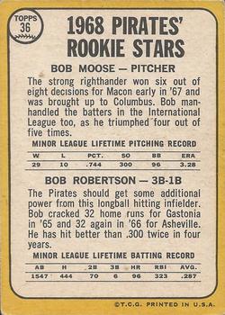 1968 Topps Milton Bradley Win-A-Card #36 Pirates 1968 Rookie Stars (Bob Moose / Bob Robertson) Back