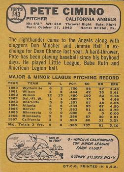 1968 Topps Milton Bradley Win-A-Card #143 Pete Cimino Back