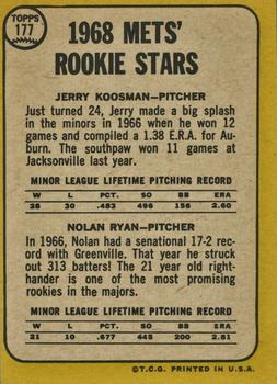 1968 Topps Milton Bradley Win-A-Card #177 Mets 1968 Rookie Stars (Jerry Koosman / Nolan Ryan) Back