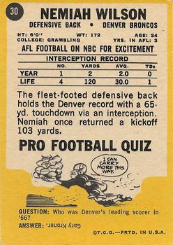 1968 Topps Milton Bradley Win-A-Card #30 Nemiah Wilson Back