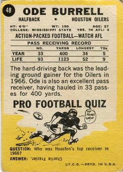 1968 Topps Milton Bradley Win-A-Card #48 Ode Burrell Back