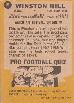 1968 Topps Milton Bradley Win-A-Card #95 Winston Hill Back