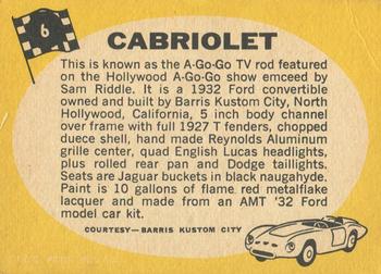 1968 Topps Milton Bradley Win-A-Card #6 Cabriolet Back