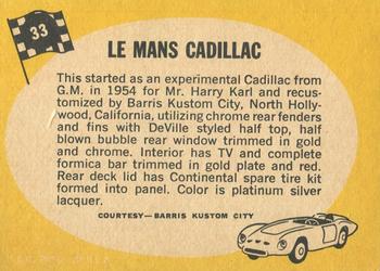 1968 Topps Milton Bradley Win-A-Card #33 Lemans Cadillac Back