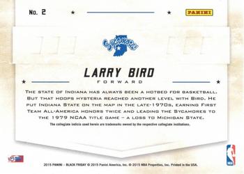 2015 Panini Black Friday - College Legends #2 Larry Bird Back