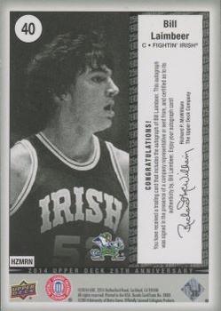 2014 Upper Deck 25th Anniversary - Silver Celebration Autographs #40 Bill Laimbeer Back