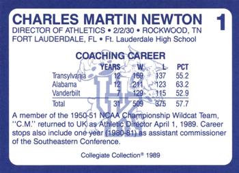 1989-90 Collegiate Collection Kentucky Wildcats #1 C.M. Newton Back
