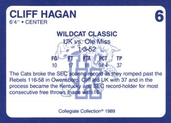 1989-90 Collegiate Collection Kentucky Wildcats #6 Cliff Hagan Back
