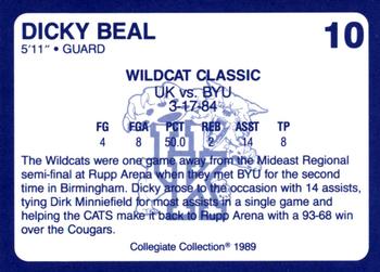 1989-90 Collegiate Collection Kentucky Wildcats #10 Dicky Beal Back