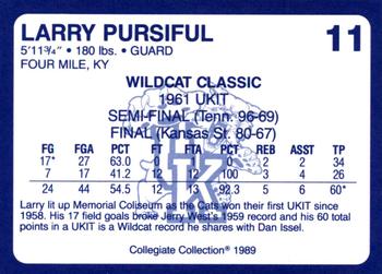 1989-90 Collegiate Collection Kentucky Wildcats #11 Larry Pursiful Back