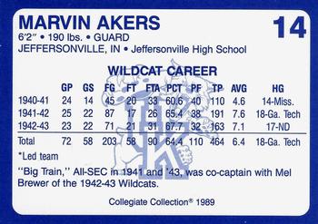 1989-90 Collegiate Collection Kentucky Wildcats #14 Marvin Akers Back