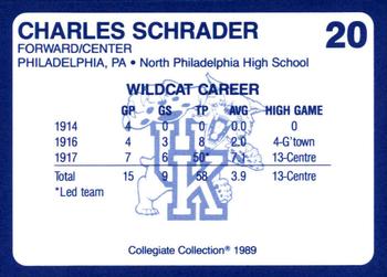 1989-90 Collegiate Collection Kentucky Wildcats #20 Charles Schrader Back