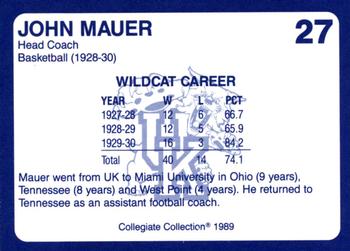 1989-90 Collegiate Collection Kentucky Wildcats #27 John Mauer Back