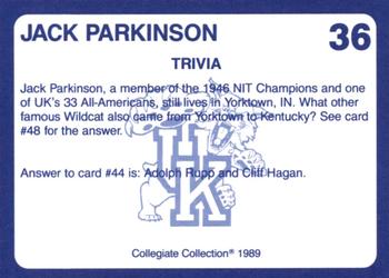 1989-90 Collegiate Collection Kentucky Wildcats #36 Jack Parkinson Back