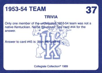 1989-90 Collegiate Collection Kentucky Wildcats #37 1953-54 Team Back