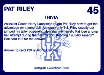 1989-90 Collegiate Collection Kentucky Wildcats #45 Pat Riley Back
